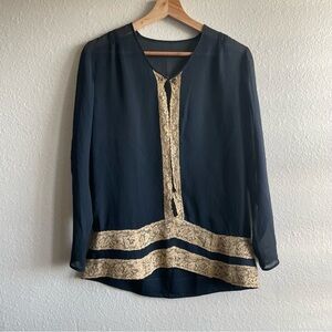 Antique 1920s Black and Gold Women's Top